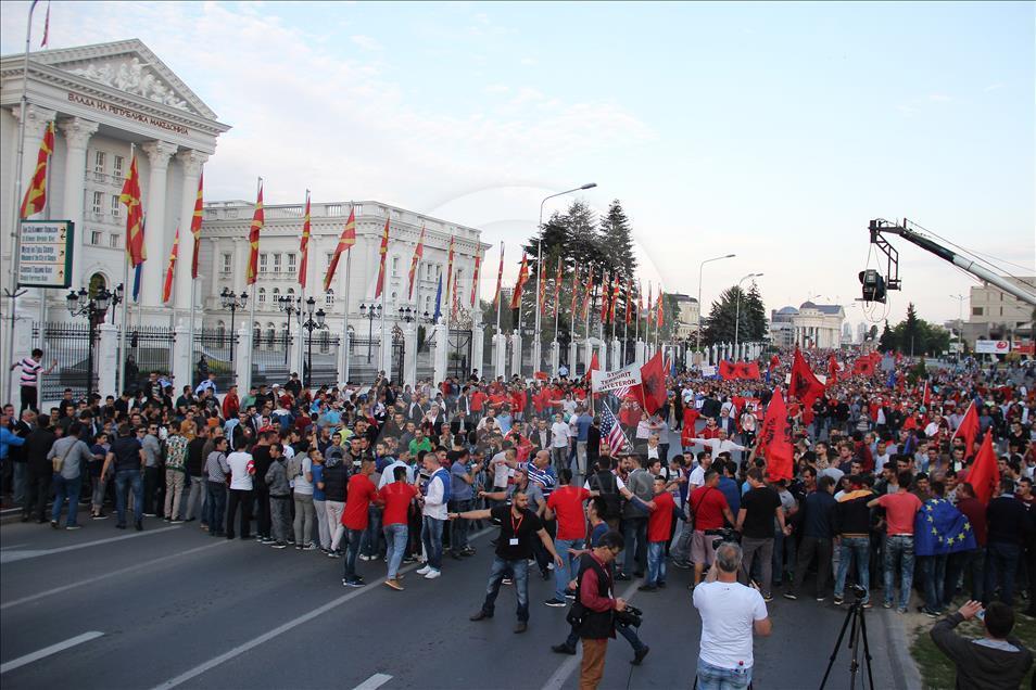 Makedonya Da Arnavut Muhalefet Konseyi Nden Protesto Anadolu Ajans