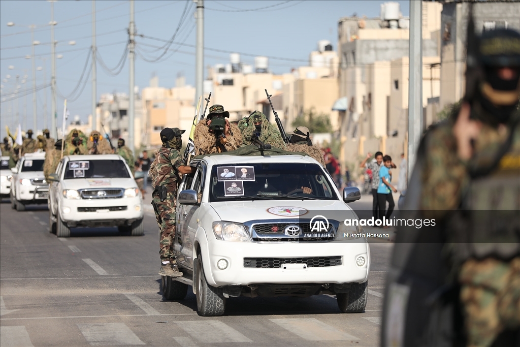 Parade Militer Brigade Al Quds Di Kota Rafah Gaza Anadolu Ajans