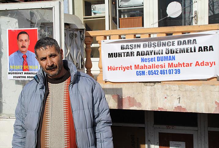 Muhtar adayından ilginç seçim pankartı