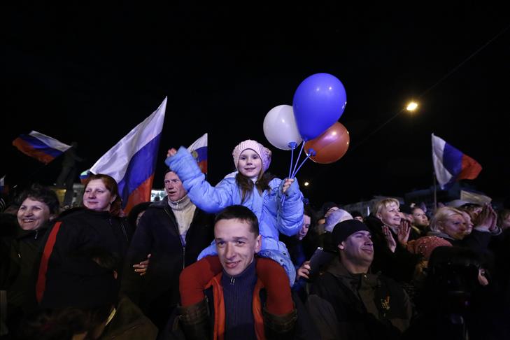 Russians celebrate in the streets of Crimea's capital