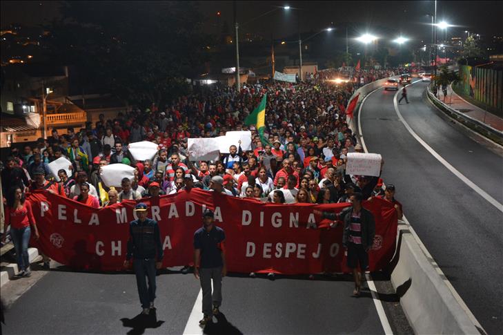 Brazilian protesters assemble outside World Cup stadium