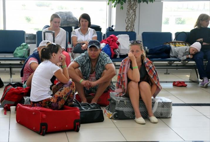 Russian tourists stranded at Turkish airport