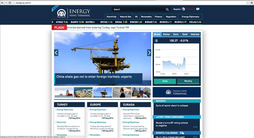 Anadolu Agency Energy News Terminal begins broadcasting