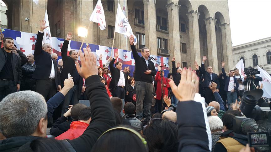 Georgians Protest Russia-Abkhazia Joint Military Forces