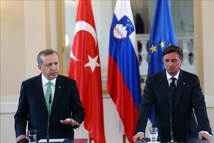 Turkish President Erdogan arrives in Slovenia