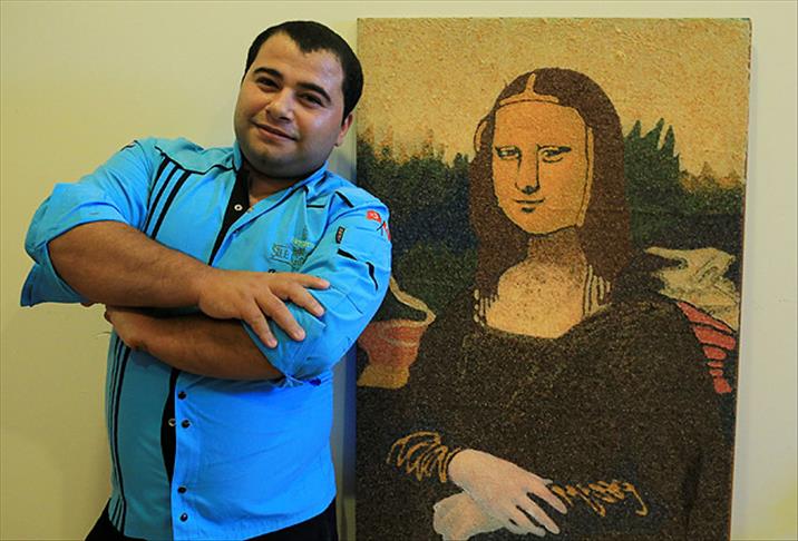 Pilavlık pirinçten 'Mona Lisa' tablosu