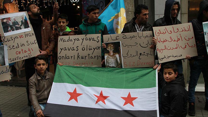 Suriyelilerden 'Madaya' eylemi