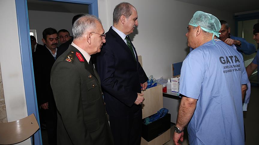 Kurtulmuş'tan GATA'da tedavi gören üsteğmene ziyaret