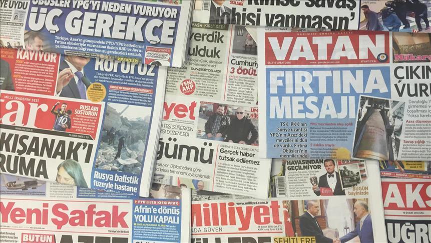 عناوین روزنامه‌های امروز چهارشنبه 17 فوریه ترکیه