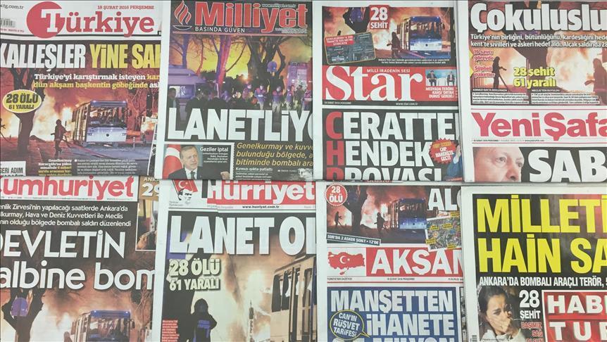 عناوین روزنامه‌های امروز جمعه 19 فوریه ترکیه 
