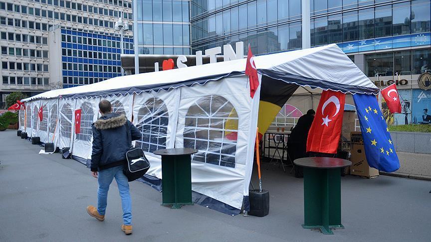 Turkish body pitches anti-terror tent in Brussels