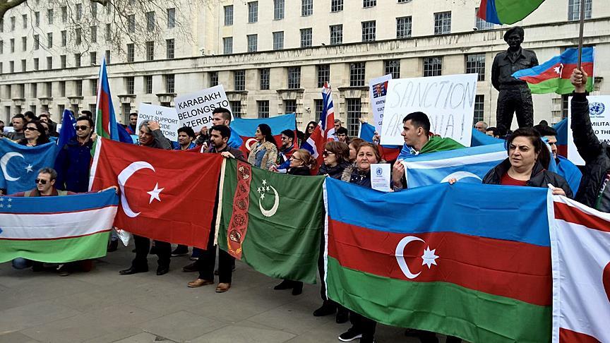 Azerbaijanis protest 'Armenian aggression' in London
