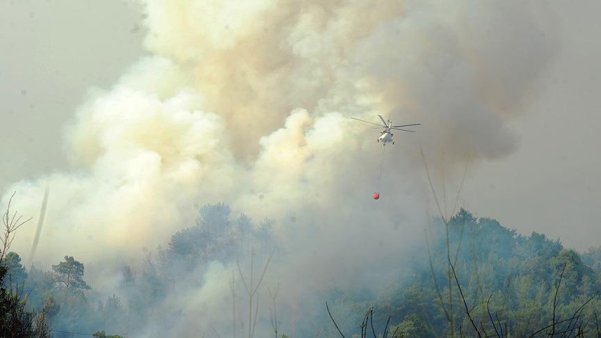 Kumluca'daki orman yangını havadan görüntülendi