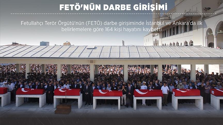 Darbe girişimine direnen 164 kişi hayatını kaybetti