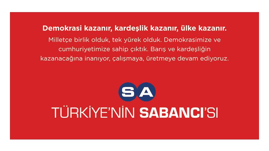 Sabancı Holding Türkiye'ye güvenini dünyaya duyuruyor