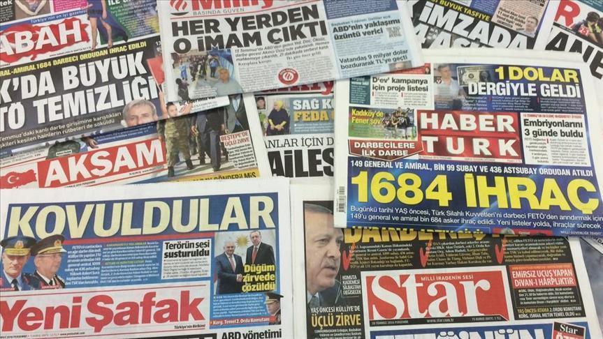 عناوین روزنامه‌های امروز شنبه 30 ژوئیه ترکیه 