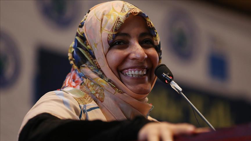 Yemeni Nobel laureate joins anti-coup rally in Ankara