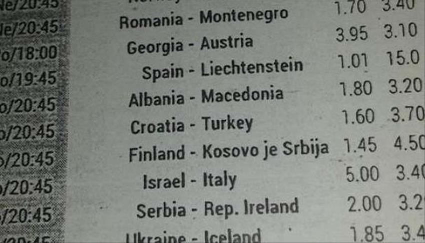 Ponuda kladionice u Mitrovici: ”Finland - Kosovo je Srbija?!”