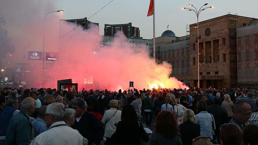 Makedonya'da hükümet karşıtı gösteri