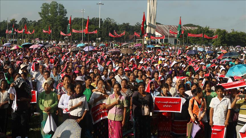 Hundreds gather to demand Myanmar army halt offensive