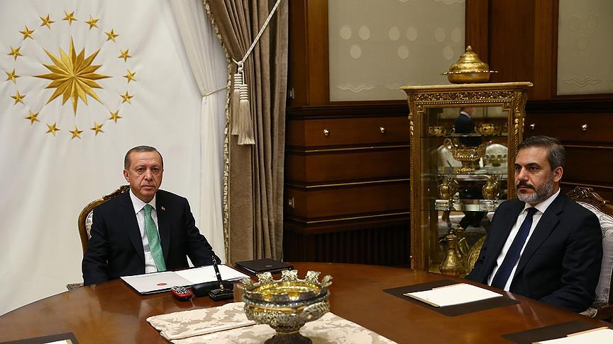 Cumhurbaşkanı Erdoğan MİT Müsteşarı Fidan'ı kabul etti