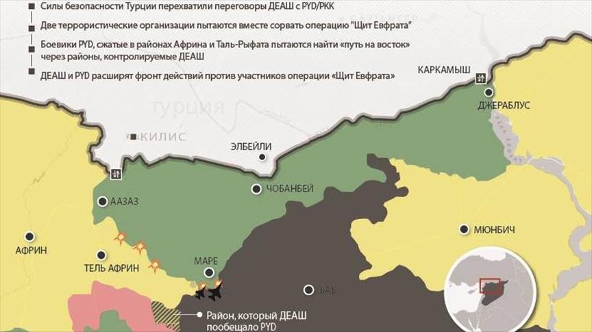 Террористы ДЕАШ и PYD пытаются сорвать операцию "Щит Евфрата"