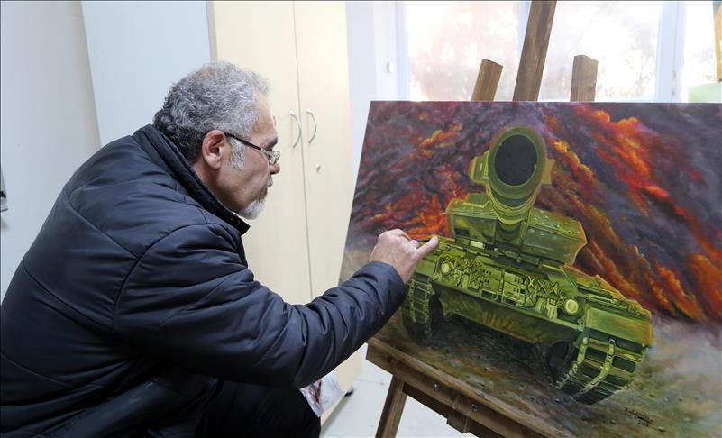 "فيشو".. لاجئ سوري يرسم بالرصاص والزيت