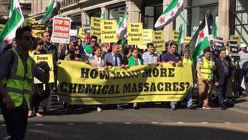 UK: Hundreds protest Assad regime for chemical attack