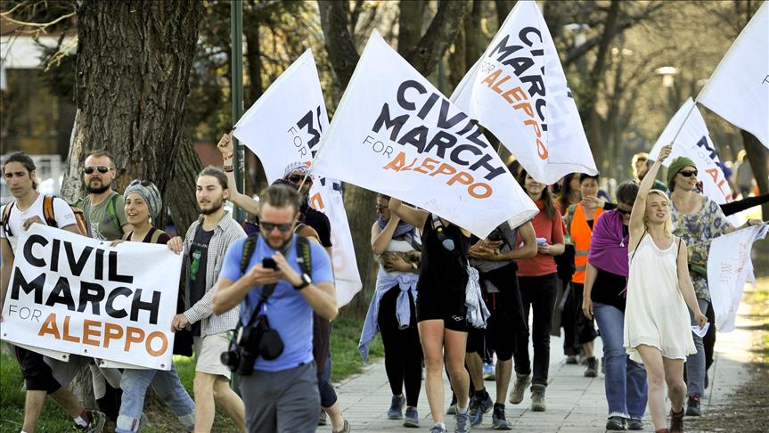 Peace activists marching to Syria