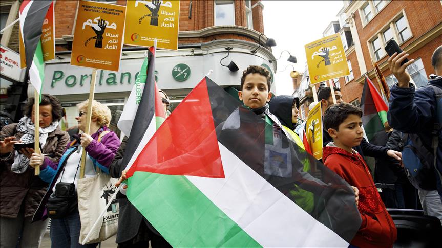 تظاهرات در لندن برای حمایت از زندانیان فلسطینی در بند اسرائیل