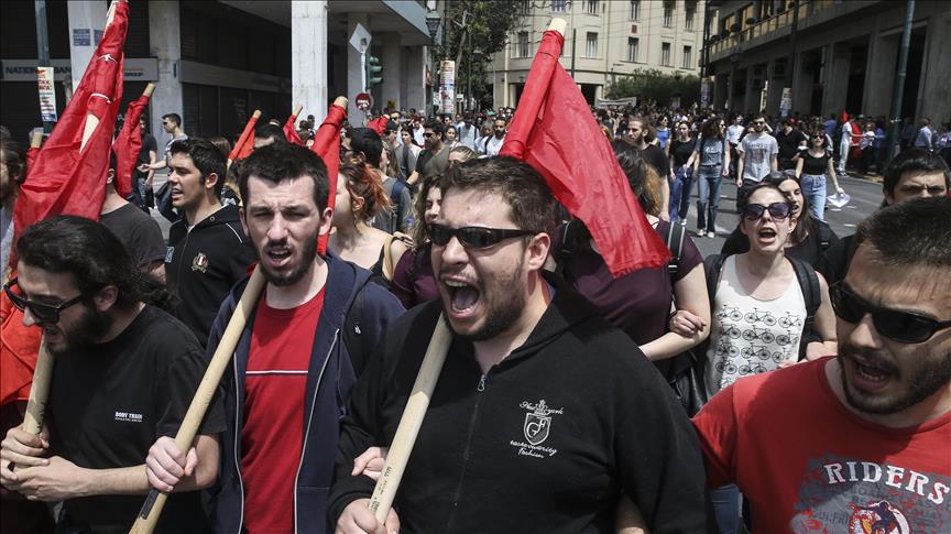 Greek marchers use May 1 to protest austerity measures