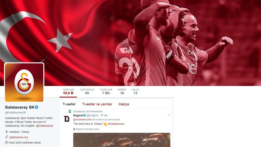 Galatasaray Twitter'da 7 milyon takipçiye ulaştı 