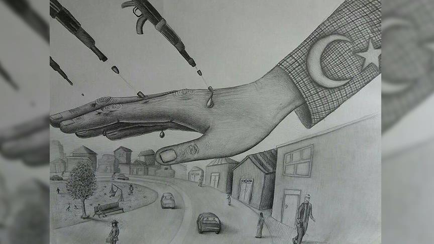 Afghan disabled artist marks Turkey's coup attempt
