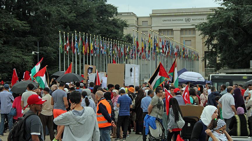 BM Cenevre Ofisi önünde Mescid-i Aksa protestosu