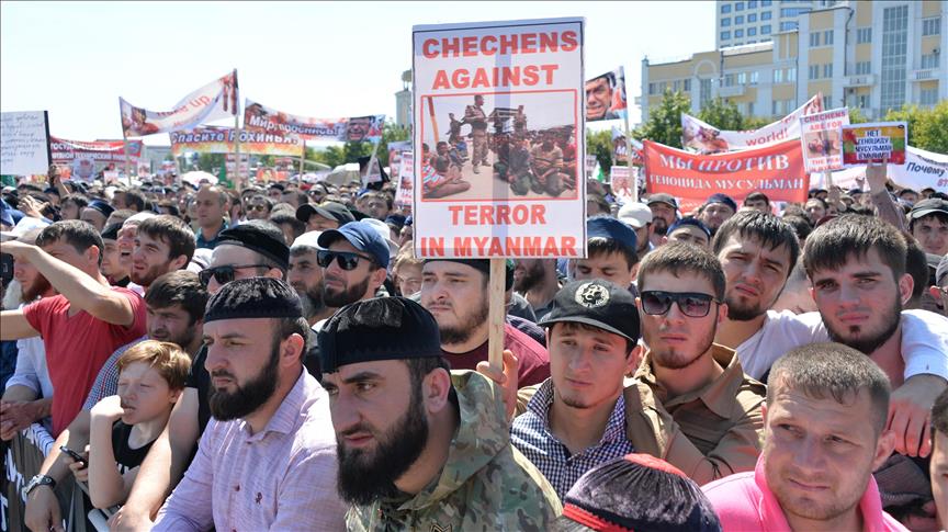 En Chechenia, protestan contra la persecución a los rohinyás