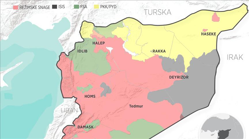 ISIS i PKK/PYD kontrolišu 37 posto teritorije Sirije 