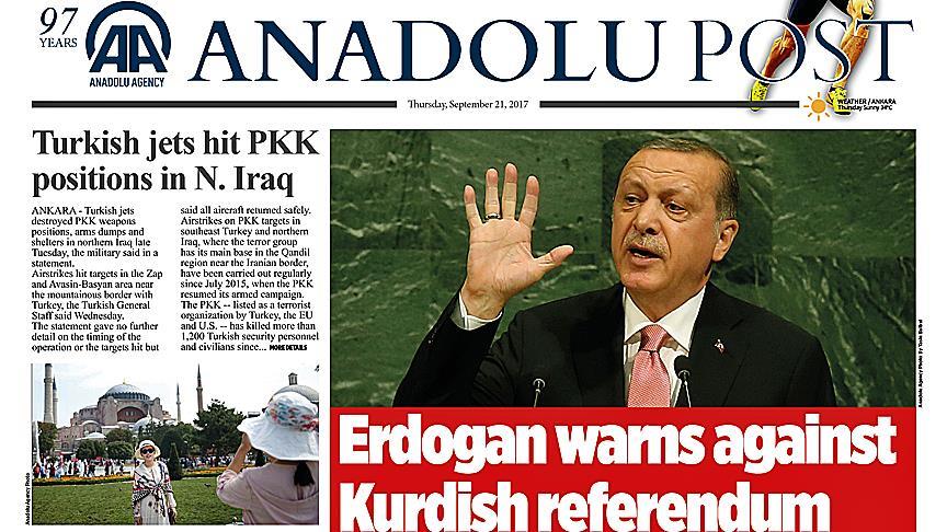 Wednesday's Anadolu Post