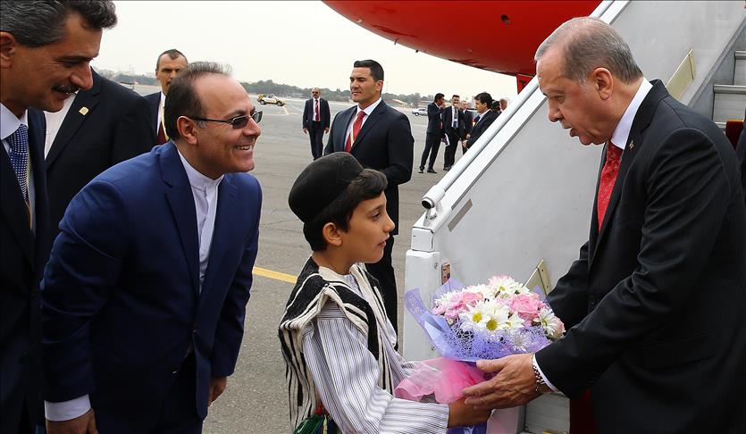 Turkish president arrives in Iran for official visit