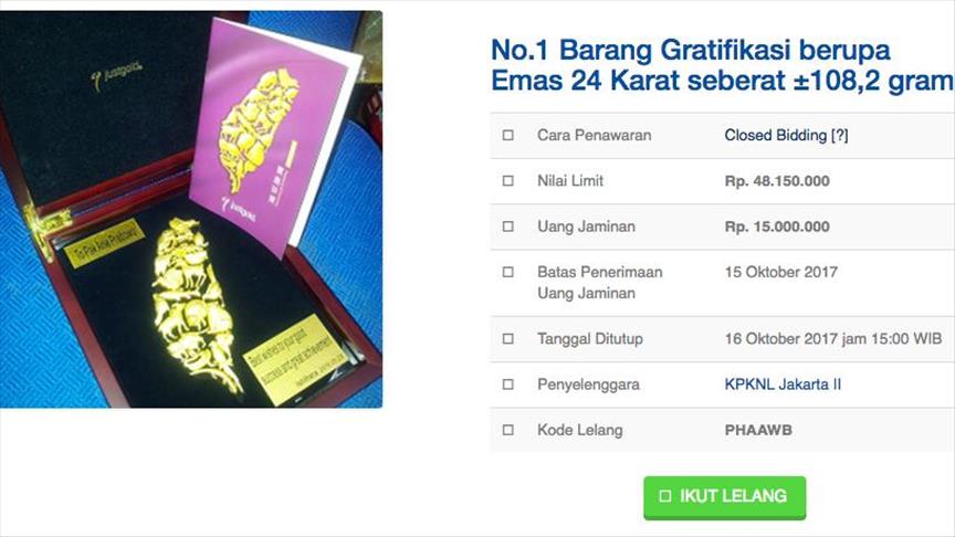Pemerintah lelang 69 barang gratifikasi KPK