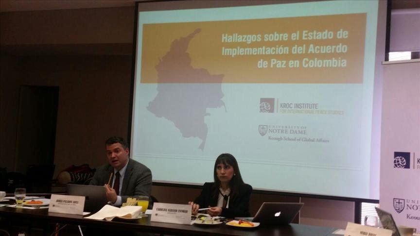 Informe dice que en Colombia se ha implementado 17% del acuerdo de paz