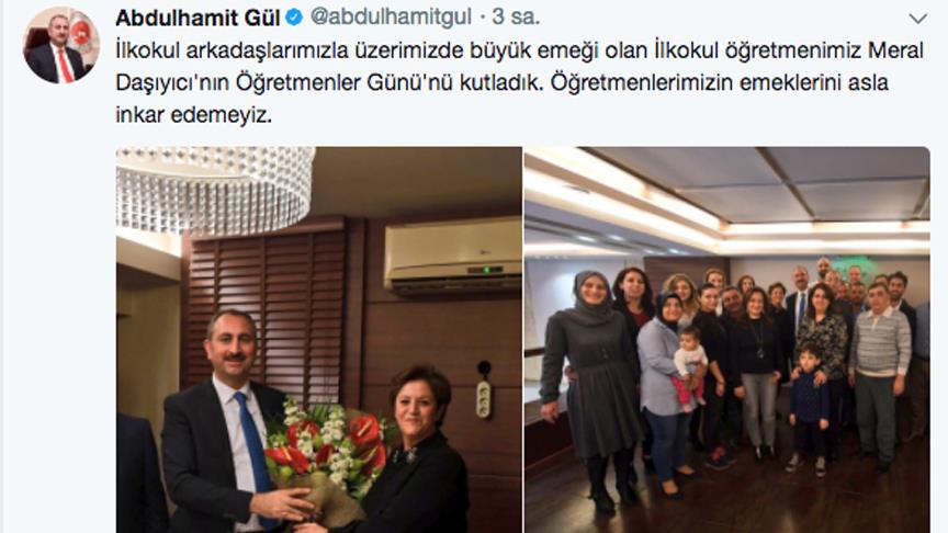 Adalet Bakanı Gül'den ilkokul öğretmenine ziyaret 