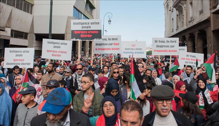 Maroc : Manifestation massive à Rabat, contre l’initiative de Trump sur Jérusalem