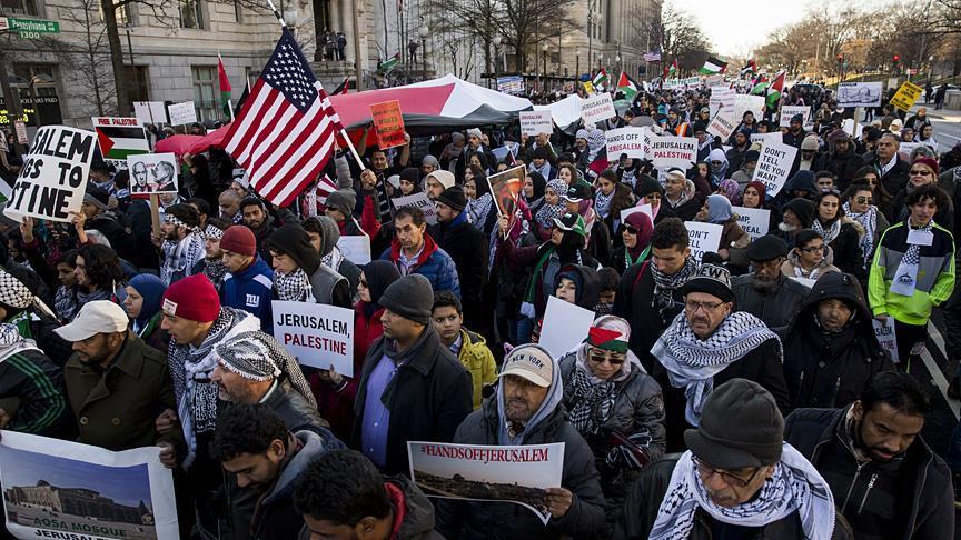 Thousands in Washington protest US Jerusalem decision