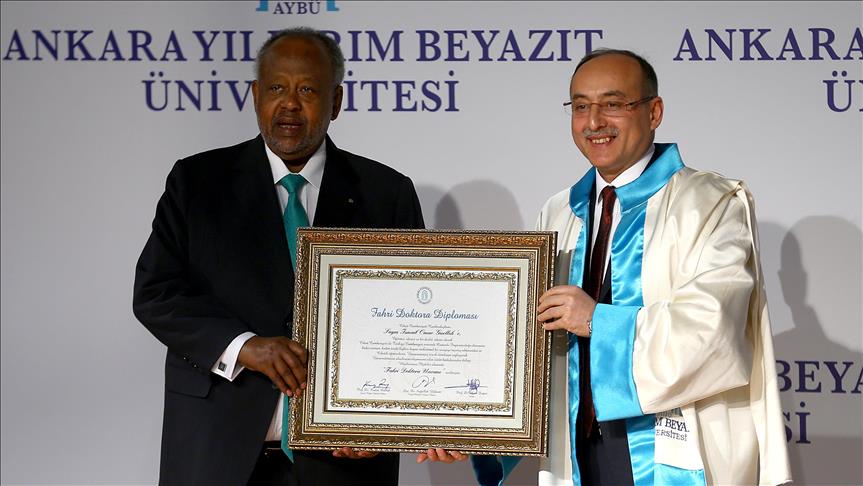 Djibouti president awarded honorary doctorate in Turkey