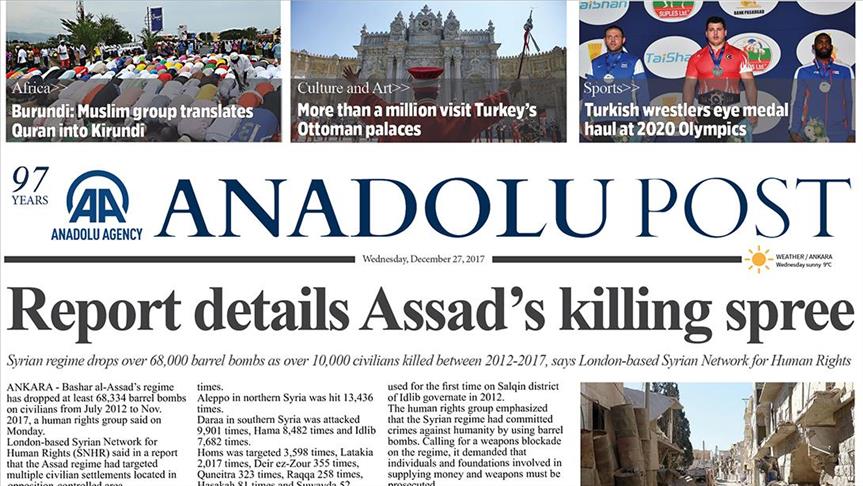 Anadolu Post - Issue of Dec.27, 2017