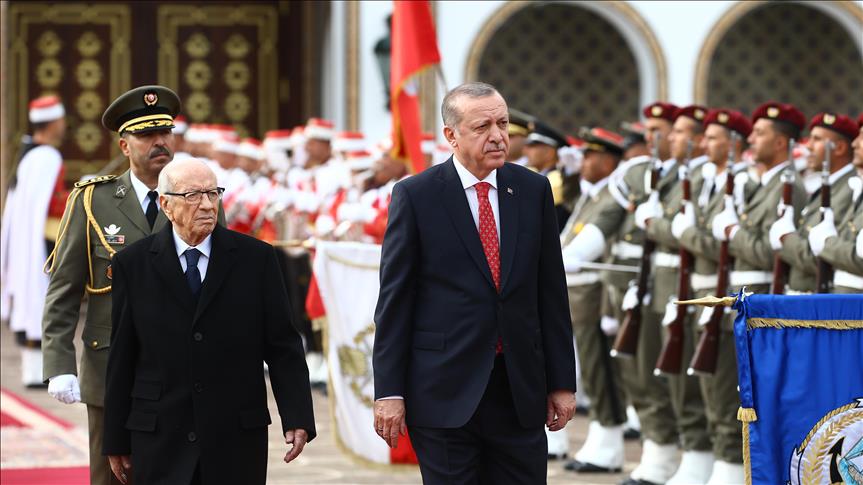 Tunisie: Accueil officiel du président Erdogan au palais de Carthage