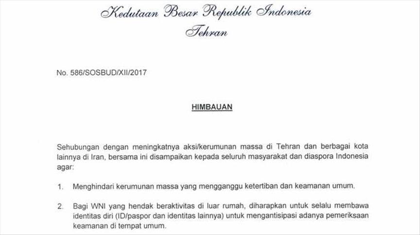 KBRI Teheran imbau WNI waspada di tengah protes Iran