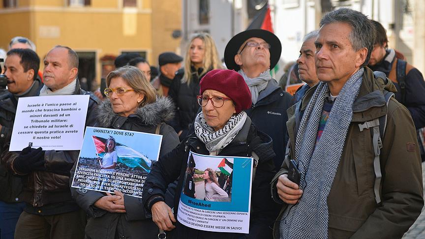 Roma'da 'Ahed Tamimi'ye Özgürlük' eylemi
