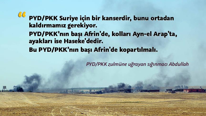 PYD/PKK zulmüne uğrayan sığınmacı Abdullah: PYD/PKK'nın başı Afrin'de koparılmalıdır