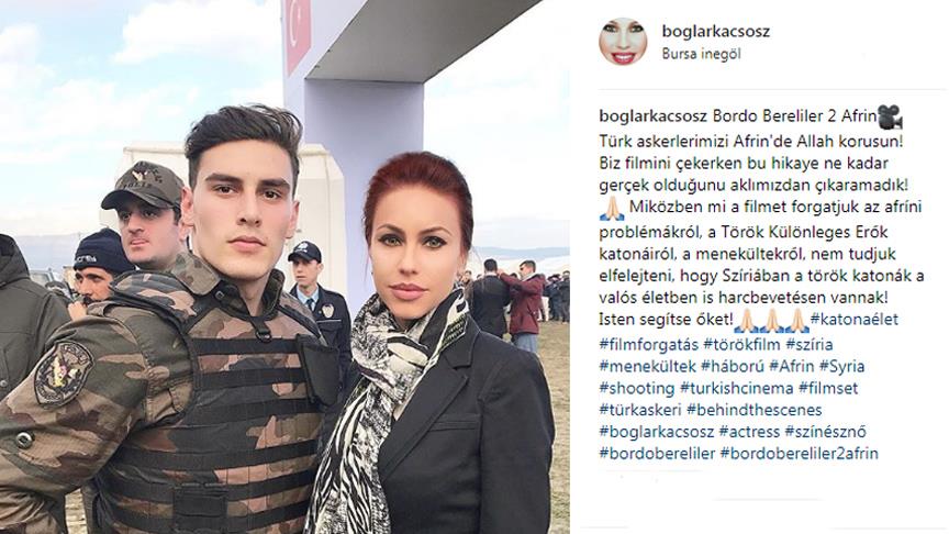 Macar oyuncudan Türk askerlerine destek
